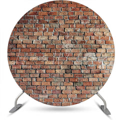 Lofaris Round Shabby Classic Brick Wall Birthday Backdrop