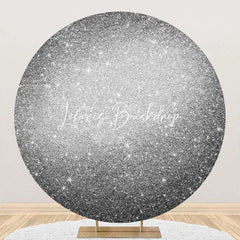 Lofaris Round Silver Glitter Metal Texture Birthday Backdrop