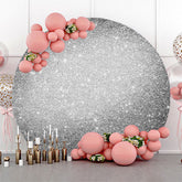 Lofaris Round Silver Glitter Metal Texture Birthday Backdrop