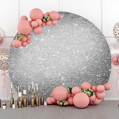 Lofaris Round Silver Glitter Metal Texture Birthday Backdrop