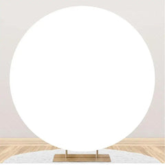 Lofaris Round Simple White Solid Color Birthday Backdrop