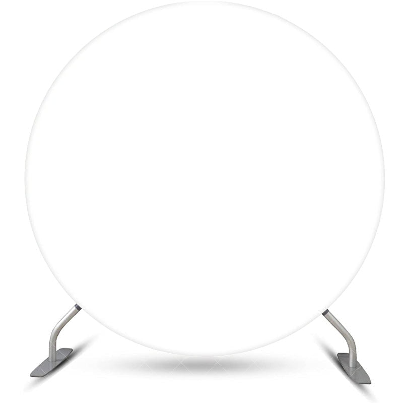 Lofaris Round Simple White Solid Color Birthday Backdrop