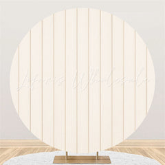 Lofaris Round Simple White Wooden Birthday Party Backdrop