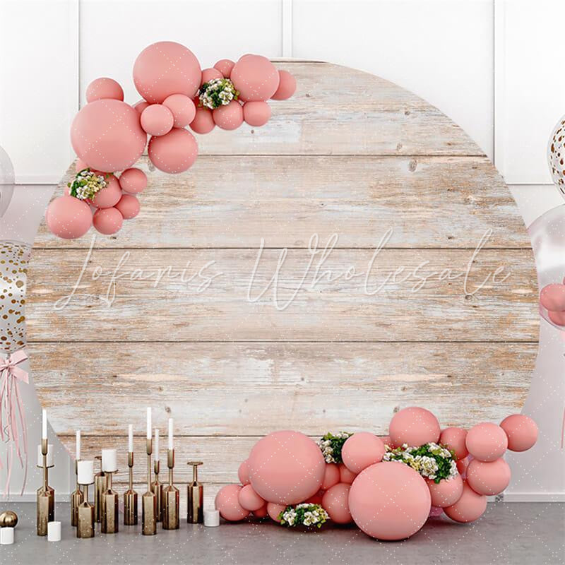 Lofaris Round Simple Wooden Happy Birthday Backdrop For Girl