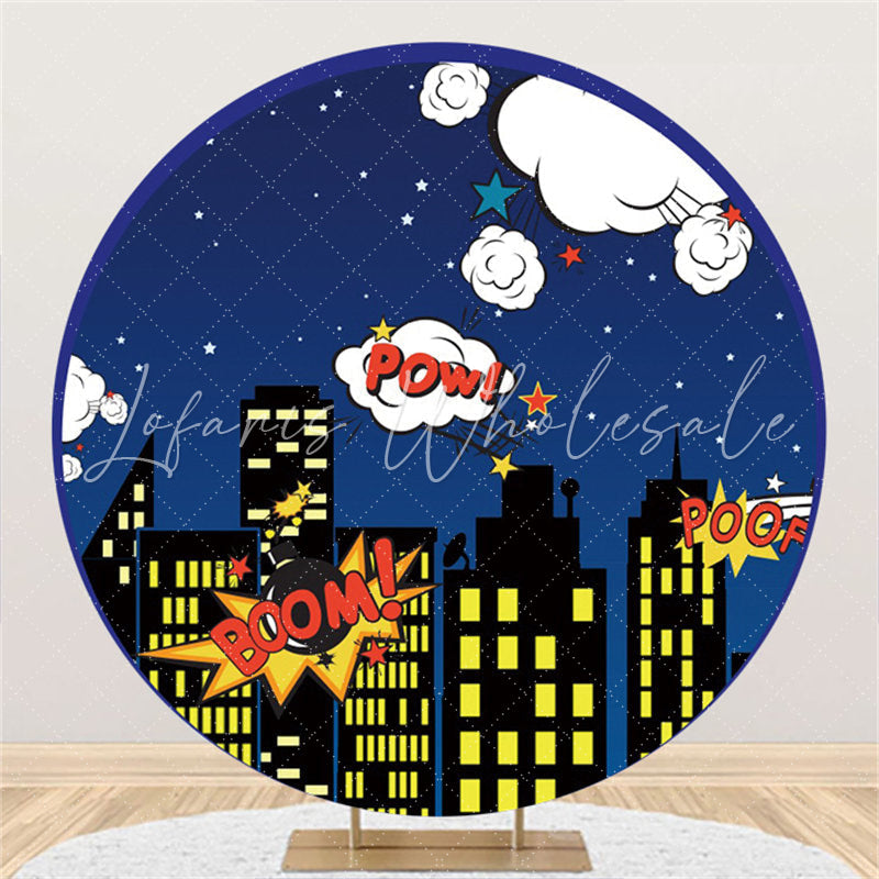 Lofaris Round Stars At Night And House Happy Birthday Backdrop