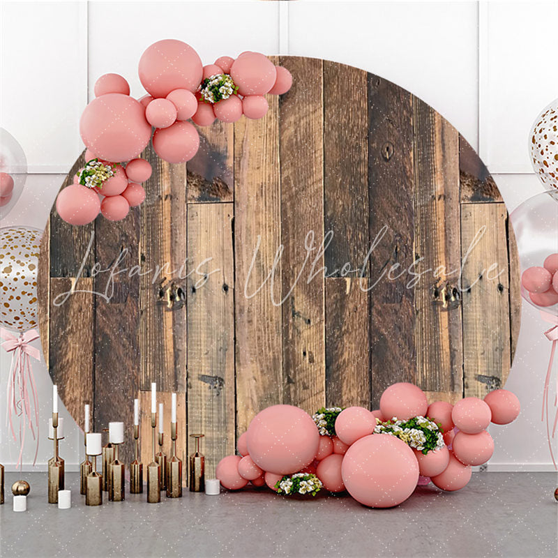 Lofaris Round Striped Wood Happy Birthday Backdrop For Party
