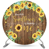 Lofaris Round Sunflower Wooden Happy 1St Birthday Backdrop