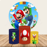 Round Super Mary Themed Cartoon Party Backdrop Kit