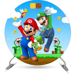 Round Super Mary Themed Cartoon Party Backdrop Kit