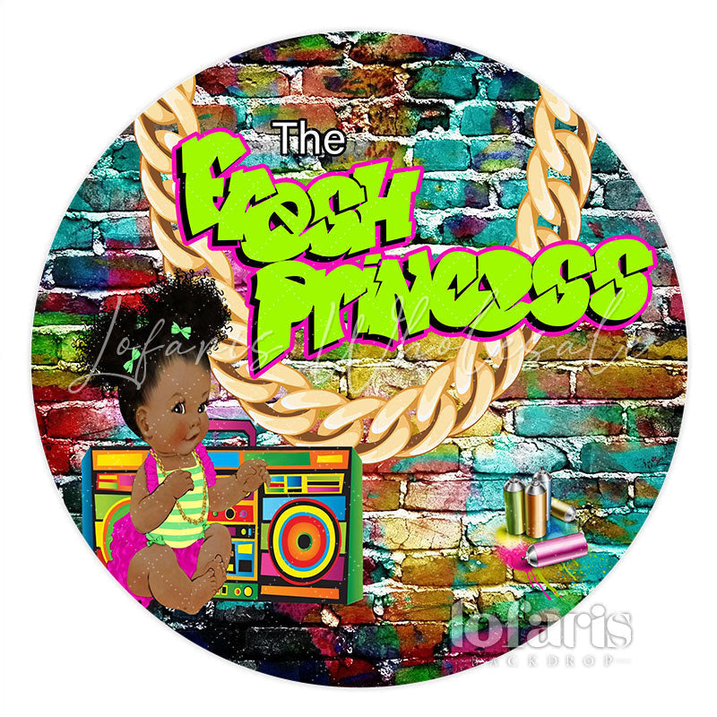 Lofaris Round The Fresh Princess Brick Baby Shower Backdrop