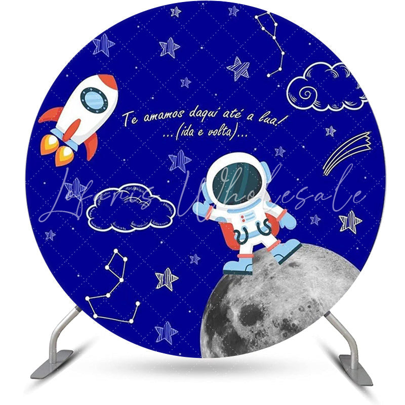 Lofaris Round Trip From The Moon Baby Shower Party Backdrop