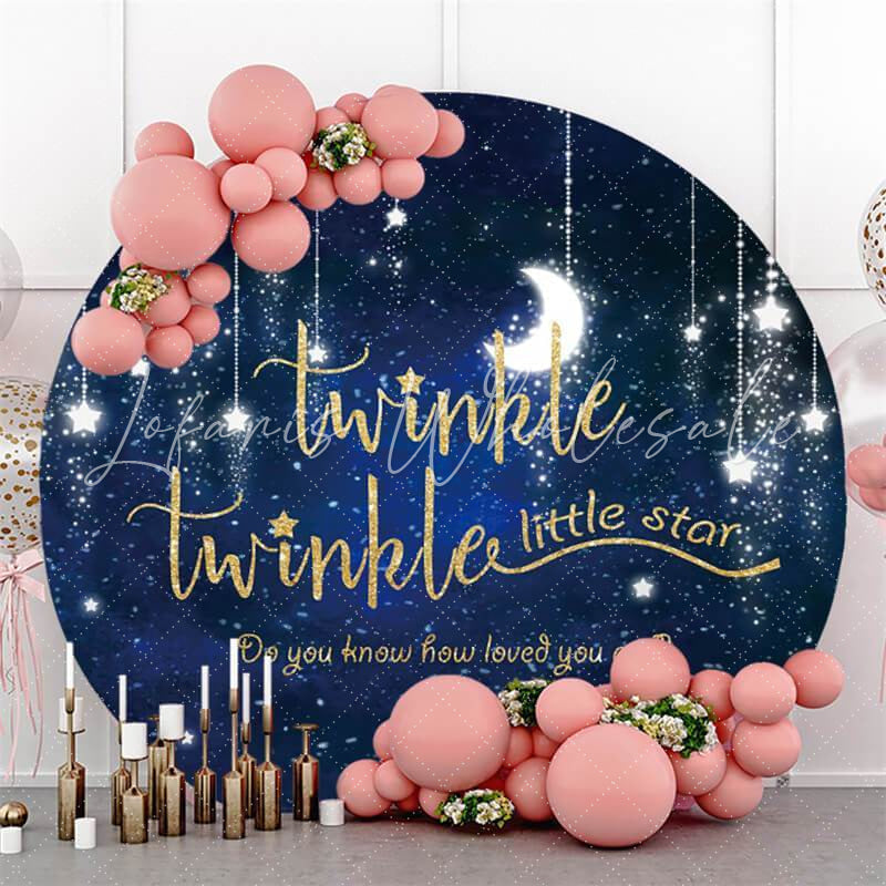 Lofaris Round Twinkle Little Star Baby Shower Backdrop