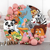 Lofaris Round Various Anmials Backdrop For Baby Shower Party