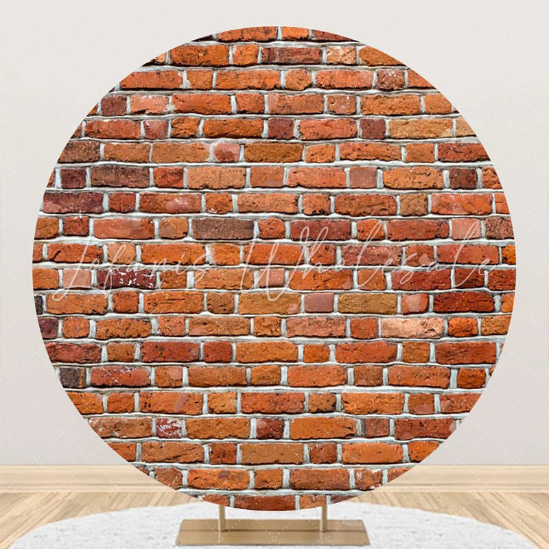 Lofaris Round Vintage Red Brick Wall Backdrop For Birthday