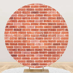 Lofaris Round Vintage Red White Brick Wall Birthday Backdrop