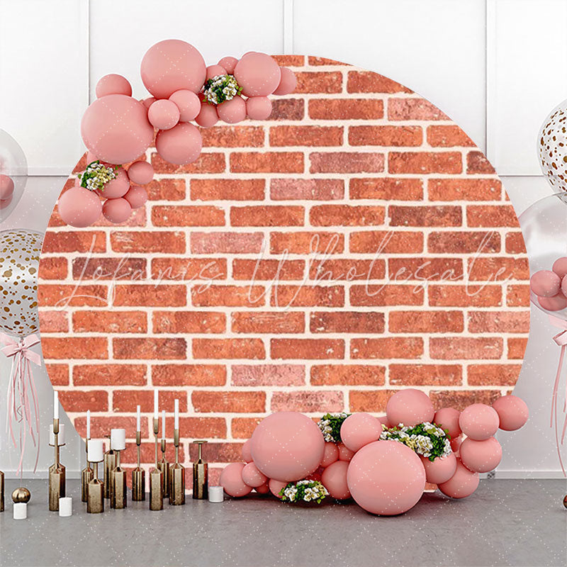 Lofaris Round Vintage Red White Brick Wall Birthday Backdrop
