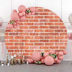 Lofaris Round Vintage Red White Brick Wall Birthday Backdrop
