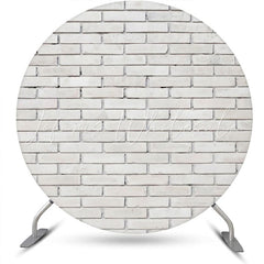 Lofaris Round White Retro Brick Wall Birthday Party Backdrop