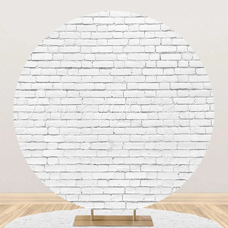 Lofaris Round White Vintage Brick Wall Backdrop For Party