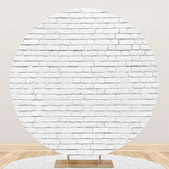 Lofaris Round White Vintage Brick Wall Backdrop For Party