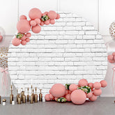 Lofaris Round White Vintage Brick Wall Backdrop For Party
