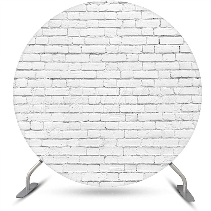 Lofaris Round White Vintage Brick Wall Backdrop For Party