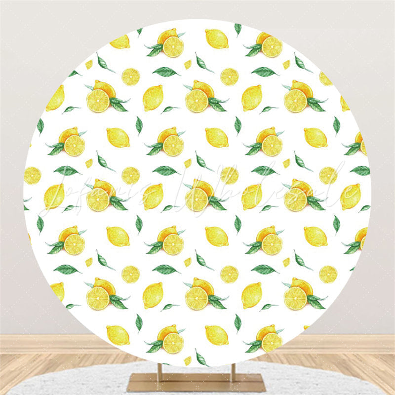 Lofaris Round Yellow Lemon Refreshing Happy Birthday Backdrop