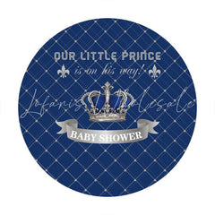 Lofaris Royal Blue And Silver Crown Baby Shower Circle Backdrop