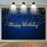 Lofaris Royal Blue Gold Glitter Bokeh Happy Birthday Backdrop