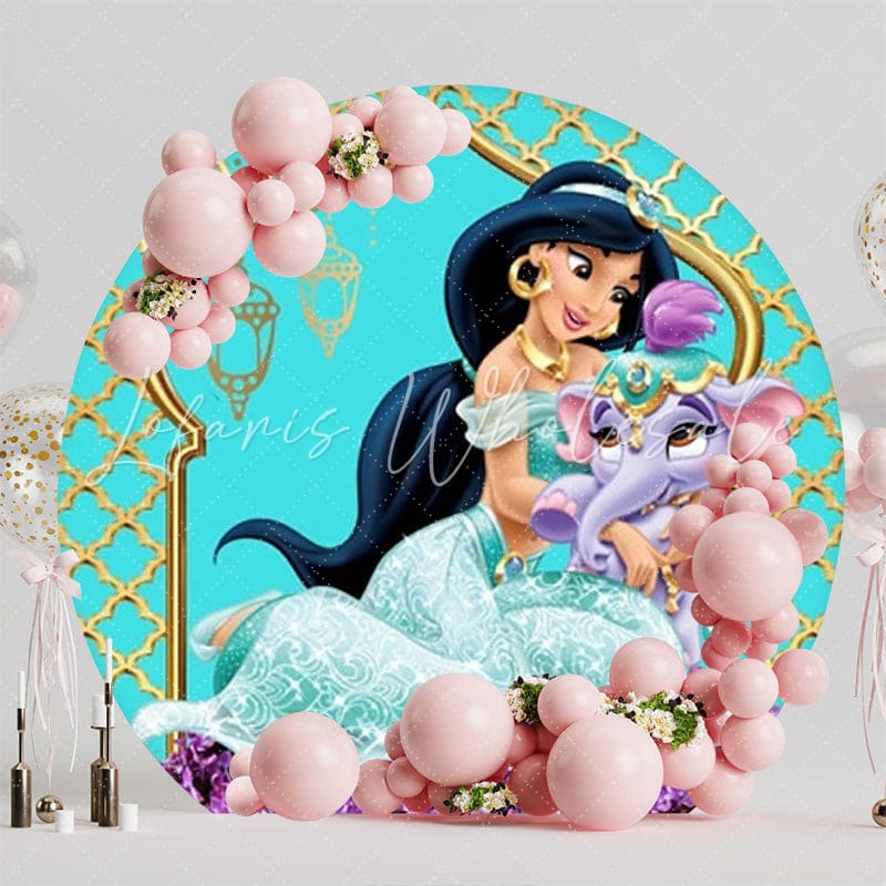 Royal Jasmine Princess Round Backdrop For Magical Celebration