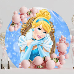 Royal Princess Cinderella Round Backdrop For Fairytale Party Theme