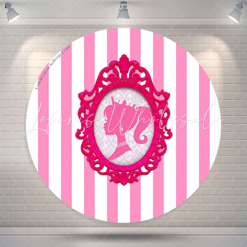 Lofaris Royal Princess Pink White Round Backdrop For Girls