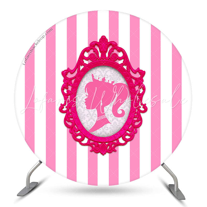 Lofaris Royal Princess Pink White Round Backdrop For Girls
