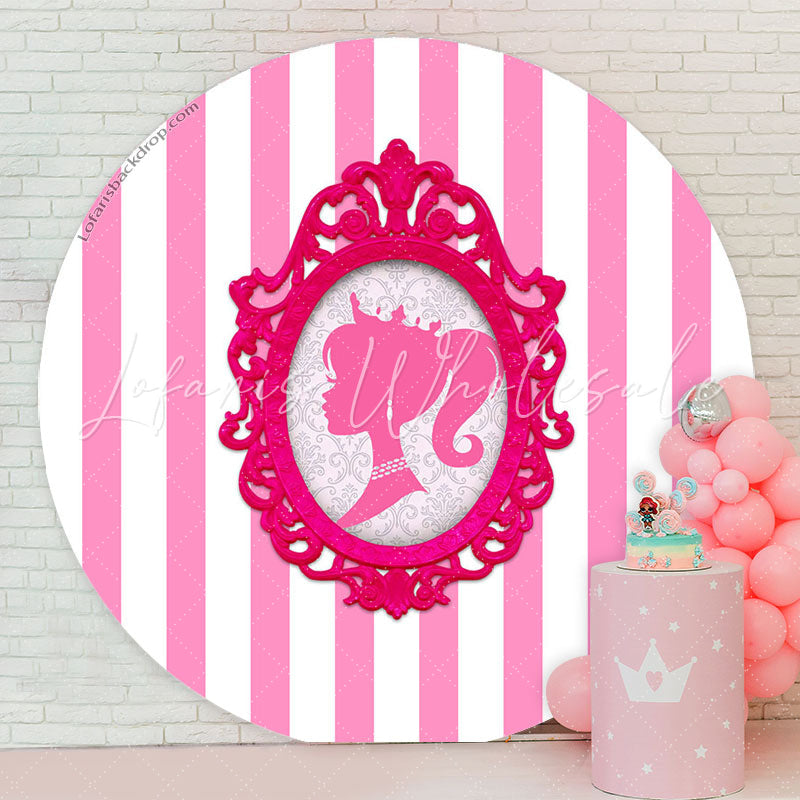 Lofaris Royal Princess Pink White Round Backdrop For Girls