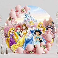Royal Princess Round Backdrop For Fairytale Kids Party Celebration