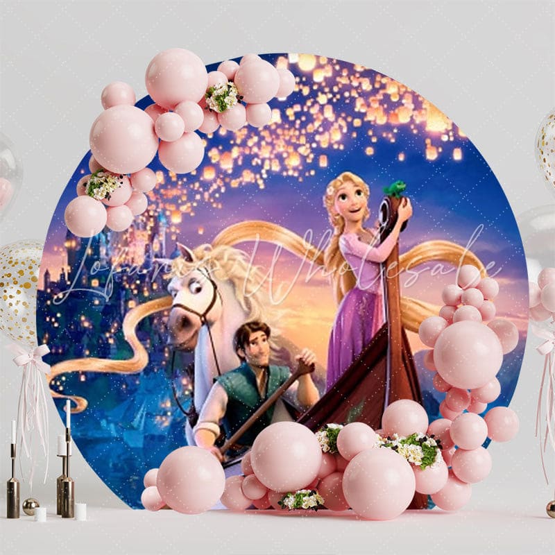 Royal Rapunzel Princess Round Backdrop For Kids Party Theme