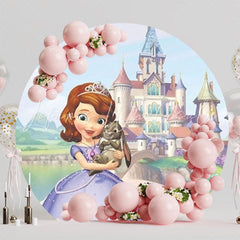 Royal Sophia Princess Round Backdrop For Kids Birthday Theme