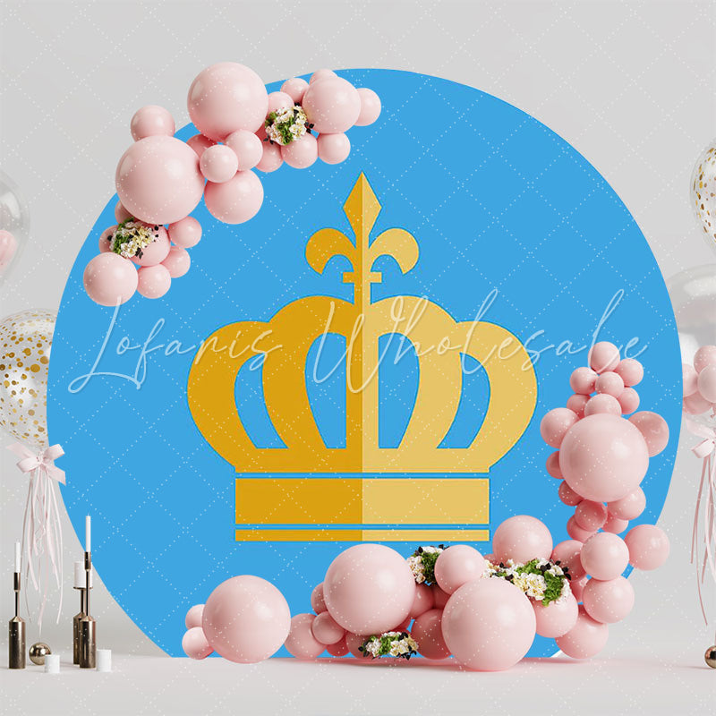 Royalty Blue Crown Background Round Backdrop for Special Event