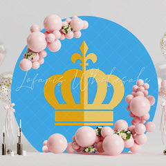 Royalty Blue Crown Background Round Backdrop for Special Event