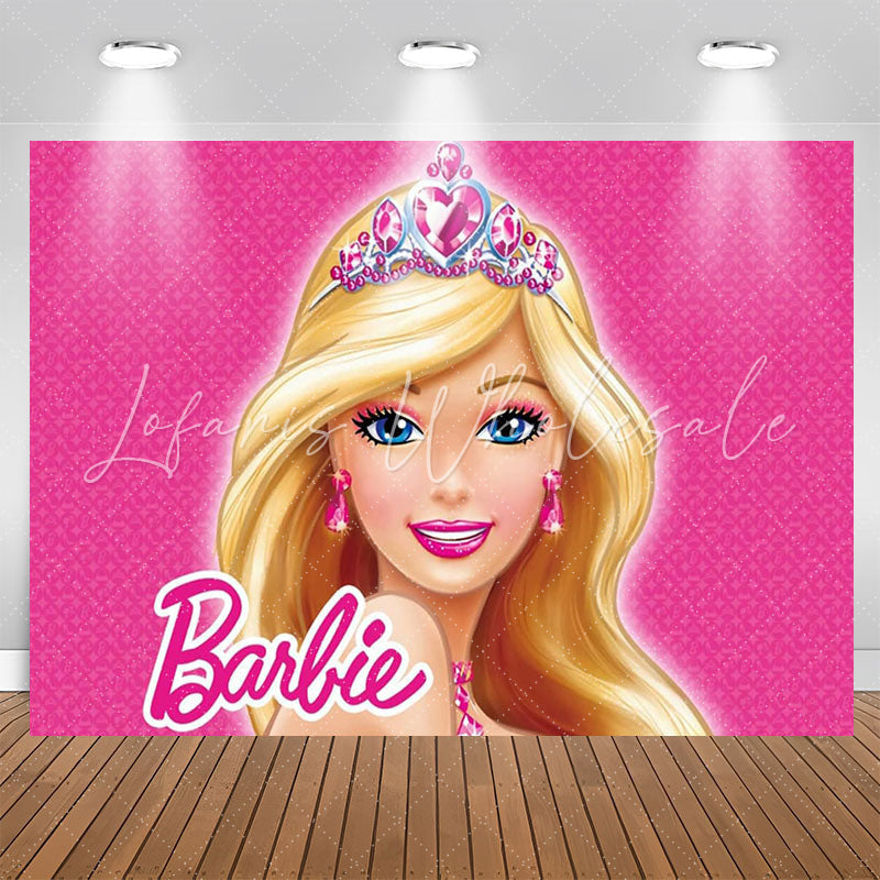 Ruby Blonde Princess Pink Party Backdrop For Girls