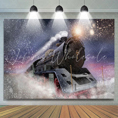 Lofaris Running Train Winter Night Christmas Party Backdrop