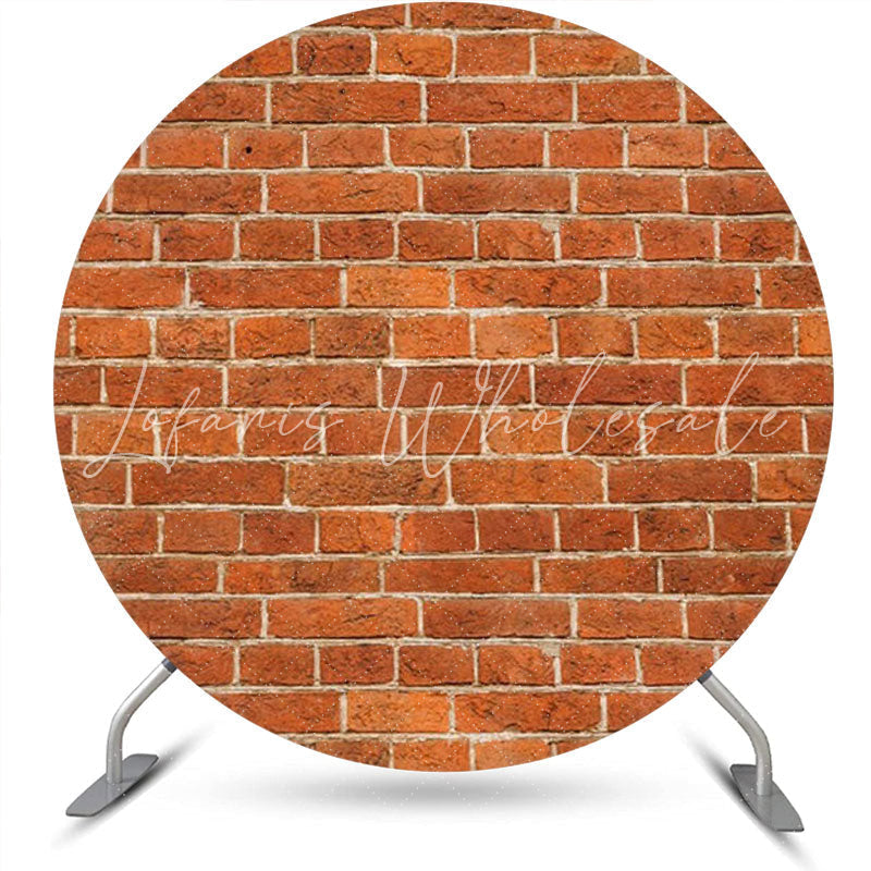 Lofaris Rust Color Brick Wall Round Backdrop For Birthday