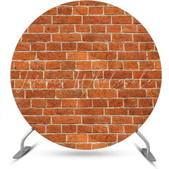 Lofaris Rust Color Brick Wall Round Backdrop For Birthday