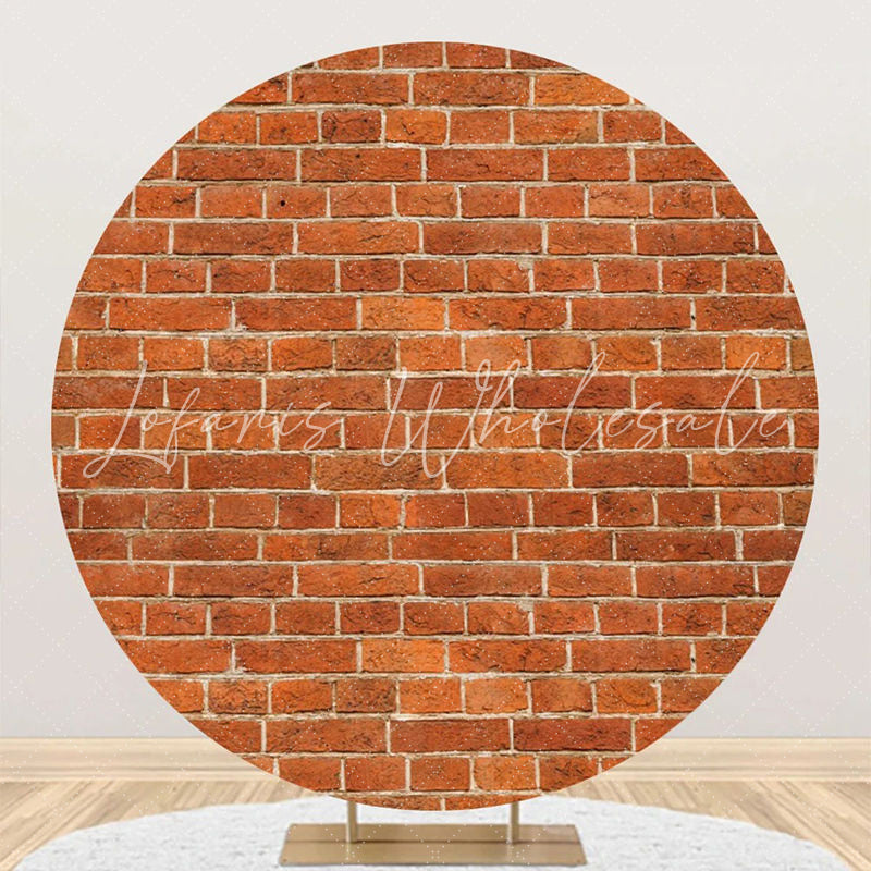 Lofaris Rust Color Brick Wall Round Backdrop For Birthday