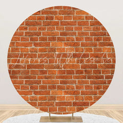 Lofaris Rust Color Brick Wall Round Backdrop For Birthday