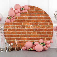 Lofaris Rust Color Brick Wall Round Backdrop For Birthday