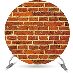 Lofaris Rust Red Retro Brick Wall Round Birthday Backdrop