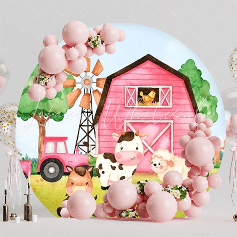 Rustic Farm Barn Birthday Party Round Backdrop For Country Theme
