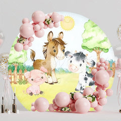 Rustic Farm Barn Birthday Party Round Backdrop For Country Vibe