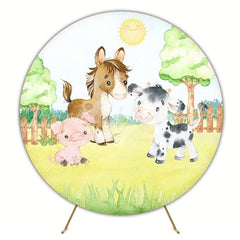 Rustic Farm Barn Birthday Party Round Backdrop For Country Vibe